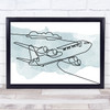 Watercolour Line Art Aeroplane Decorative Wall Art Print