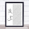 Any Song Lyrics Custom White Script Wall Art Quote Personalised Lyrics Print