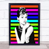 Audrey Hepburn On 80's Stripes Funky Wall Art Print