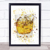 Watercolour Splatter Glass Of Whiskey & Ice Wall Art Print