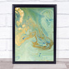 Sea Green and Gold Swirl Abstract Wall Art Print