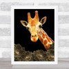 Giraffe Gold Flowers Wall Art Print