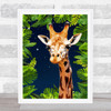 Jungle Art Giraffe At Night Wall Art Print