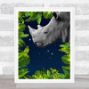 Jungle Art Rhino At Night Wall Art Print