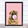 Shar-Pei Colour Dog Pink & Pink Gum Wall Art Print