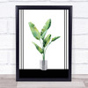 Watercolour Plant & Stripes Silver Wall Art Print