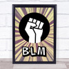 Black Lives Matter Fist On Retro Wall Art Print