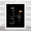 Black Lives Matter White Script Text and Hearts Wall Art Print