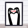 Black Lives Matters Text Within Heart Shaped Fingers Black and Red Wall Art Print