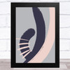 Navy Blue Grey & Pink Abstract Strokes Design 2 Wall Art Print