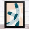 Dark Teal & Peach Abstract Strokes Style 5 Wall Art Print