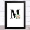 Initial Letter M With Flowers Wall Art Print