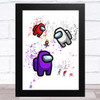 Among Us Purple Red White & Pets Splatter Art Children's Kids Wall Art Print