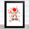 Toad Super Mario Bros Splatter Art Children's Kids Wall Art Print