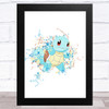 Squirtle Pokémon Splatter Art Children's Kids Wall Art Print