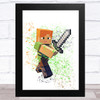 Minecraft Alex Splatter Art Children's Kids Wall Art Print