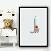 Animal Collection Letter J Children's Kids Wall Art Print