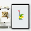 Animal Collection Letter L Children's Kids Wall Art Print