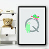 Animal Collection Letter Q Children's Kids Wall Art Print