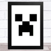 Minecraft Creeper White Children's Kids Wall Art Print