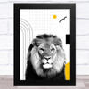 Abstract Lion With Black And Yellow Geometric Shapes Home Wall Art Print