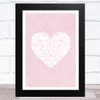 White Heart On Rustic Pink Home Wall Art Print