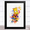 Bart Simpson Watercolour Splatter The Simpsons Children's Kid's Wall Art Print