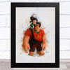 Wreck-It Ralph and Penelope Watercolour Splatter Children's Kid's Wall Art Print