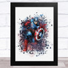 Captain America Watercolour Splatter Children's Kid's Wall Art Print