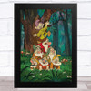 The Seven Dwarfs Pile Snow White Children's Kid's Wall Art Print