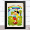 Pinocchio Colourful Vintage Children's Kid's Wall Art Print