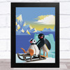 Pingu Sled Penguin Children's Kid's Wall Art Print