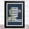 Father Descriptive Word Art Dad Father's Day Gift Wall Art Print