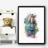 Meena Elephant Sing Splatter Wall Art Print