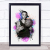 Stephen Curry Watercolour Pink and Blue Splatter Drip Wall Art Print