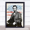 Abraham Lincoln American Flag Vintage Map Wall Art Print