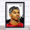 Marcus Rashford Polygon Football & Crowd Wall Art Print