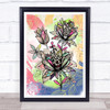 Abstract Vintage Flowers Bright Music Leaves Wall Art Print