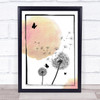 Dandelion Seeds Watercolour Peach Pink Wall Art Print