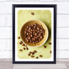 Coffee Cup Rustic Bowl With Beans Photograph Wall Art Print