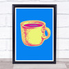 Coffee Cup Pop Art Blue Yellow Wall Art Print