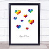 Hope and Love Rainbow Patchwork Hearts Wall Art Print