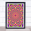 Psychedelic Yellow Purple Green Pink Flower Wall Art Print