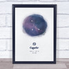 Cancer Zodiac Star Sign Star Watercolour Blue Wall Art Print