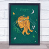 Virgo Zodiac Star Sign Symbol Green Wall Art Print