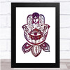 Boho Purple & Pink Watercolour Hamsa Wall Art Print