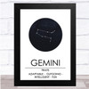 Zodiac Star Sign Constellation Gemini Wall Art Print