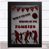 Beware Of Zombies Red Bunting Wall Art Print