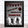 Beware Of Zombies White And Red Bunting Wall Art Print