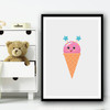 Pink Cute Ice-cream Cartoon Simple Wall Art Print